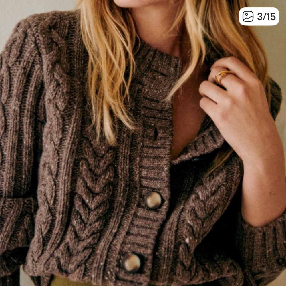 Sezane Andina Cardigan Heather Brown - Size XS